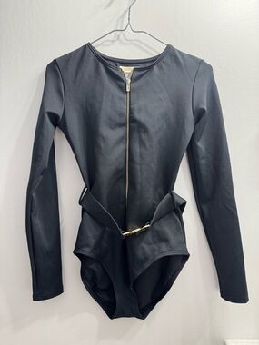 Michael Kors X 007 Scuba Zip-Up Swimsuit with Gold Hardware